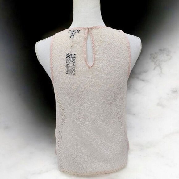 Express Peach Lace Sleeveless Sheer Top | Scalloped Hem | Size S NWT - Picture 4 of 9